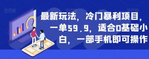 最新玩法,冷门暴利项目,一单59.9,适合0基础小白,一部手机即可操作【揭秘】-云帆项目库