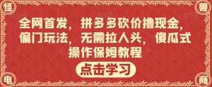 全网首发,拼多多砍价撸现金,偏门玩法,无需拉人头,傻瓜式操作保姆教程【揭秘】-云帆项目库
