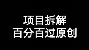 项目拆解赛道百分百过原创【揭秘】-云帆项目库