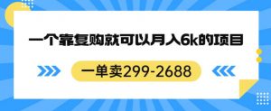 一单卖299-2688,一个靠复购就可以月入6k的暴利项目【揭秘】-云帆项目库