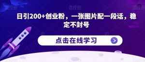 日引200+创业粉,一张图片配一段话,稳定不封号【揭秘】-云帆项目库