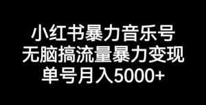 小红书暴力音乐号，无脑搞流量暴力变现，单号月入5000+-云帆项目库