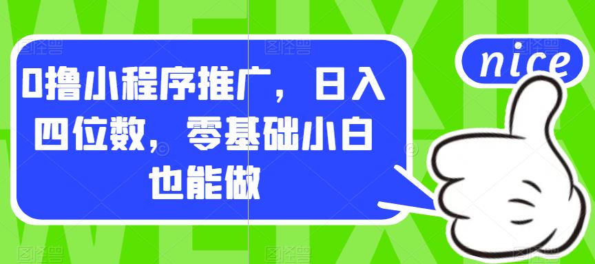 0撸小程序推广，日入四位数，零基础小白也能做【揭秘】-云帆项目库