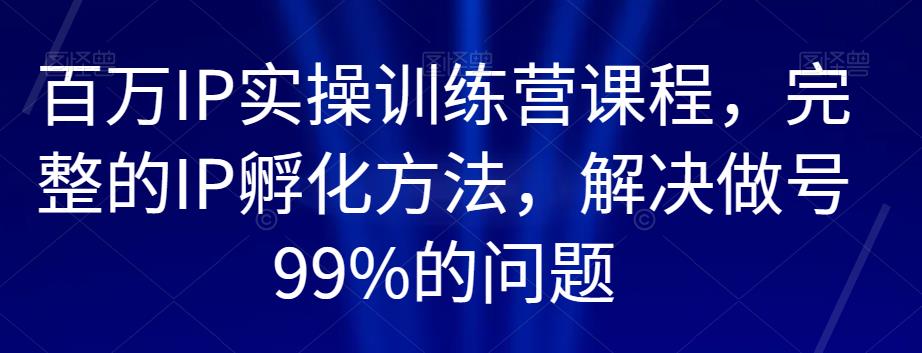 百万IP实操训练营课程，完整的IP孵化方法，解决做号99%的问题-云帆项目库