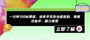 一分钟700W播放，进来学完你也能做到，保姆式教学，暴力变现【揭秘】-云帆项目库