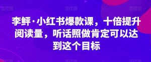 李鲆·小红书爆款课,十倍提升阅读量,听话照做肯定可以达到这个目标-云帆项目库