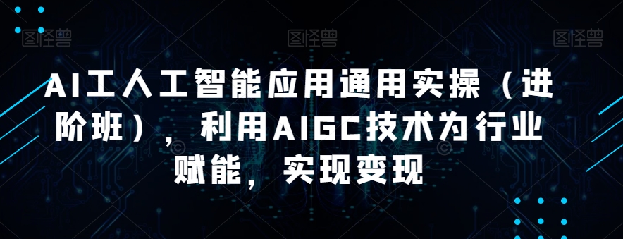 AI工人工智能应用通用实操（进阶班），利用AIGC技术为行业赋能，实现变现-云帆项目库