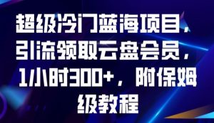 超级冷门蓝海项目,引流领取云盘会员,1小时300+,附保姆级教程-云帆项目库