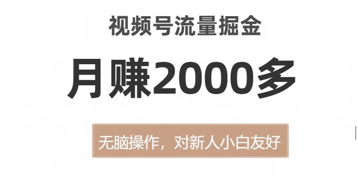 视频号流量掘金，无脑操作，对新人小白友好，月赚2000多【揭秘】-云帆项目库