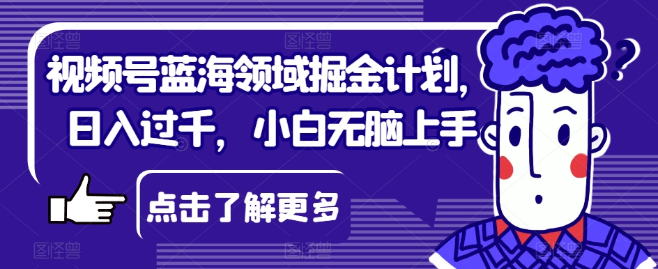 视频号蓝海领域掘金计划，日入过千，小白无脑上手【揭秘】-云帆项目库