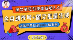 爱豆新媒:全自动养号+图文批量生成,日引500+创业粉(抖音小红书图文笔记2.0)-云帆项目库