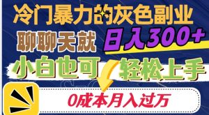 冷门暴利的副业项目，聊聊天就能日入300+，0成本月入过万【揭秘】-云帆项目库
