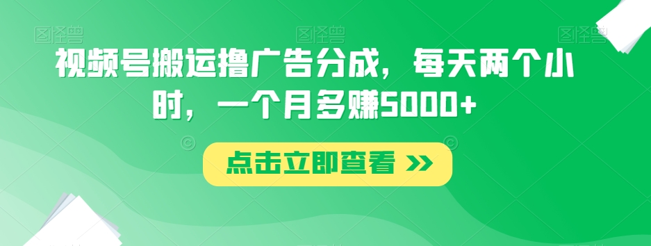 视频号搬运撸广告分成，每天两个小时，一个月多赚5000+-云帆项目库