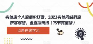 实体店个人流量IP打造,2023实体同城引流获客必听,含直播玩法(75节完整版)-云帆项目库