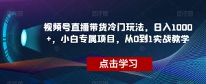 视频号直播带货冷门玩法，日入1000+，小白专属项目，从0到1实战教学【揭秘】-云帆项目库