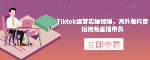 Tiktok运营实操课程,海外版抖音短视频直播带货-云帆项目库