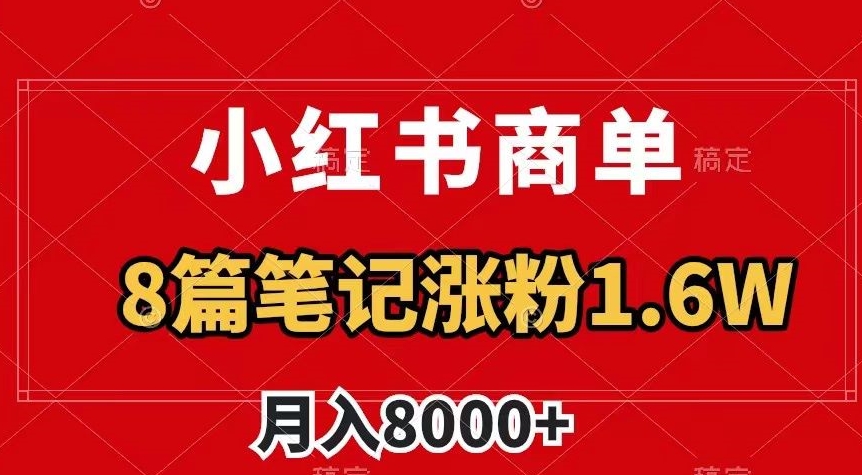 小红书商单最新玩法，8篇笔记涨粉1.6w，作品制作简单，月入8000+【揭秘】-云帆项目库