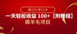 薅羊毛项目，靠分享口令，一天轻松收益100+【附教程】【揭秘】-云帆项目库