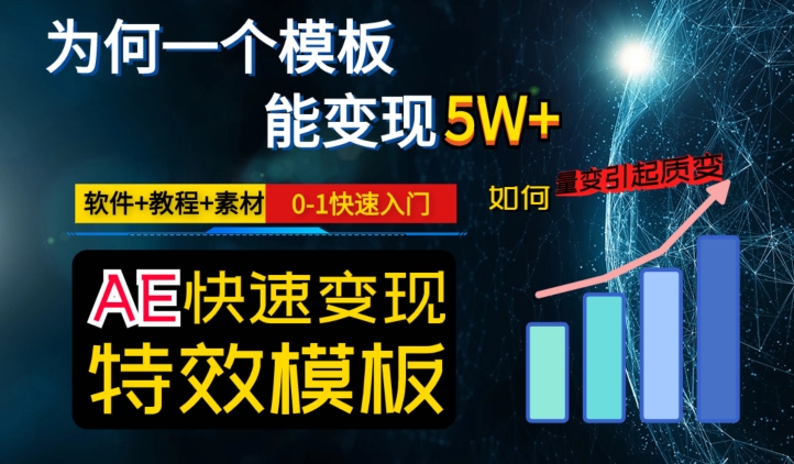 AE视频特效模板变现月入3-5W，0-1快速入门，软件+教程+素材-云帆项目库