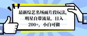 最新综艺名场面片段玩法，明星自带流量，日入200+，小白可做【揭秘】-云帆项目库