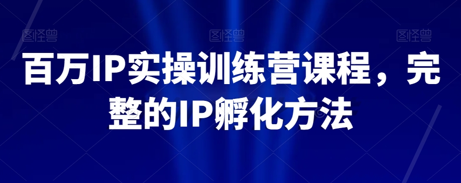 百万IP实操训练营课程，完整的IP孵化方法-云帆项目库