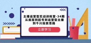 主播运营型实战训练营-第34期从底层到起号到运营型主播到千川投放思路-云帆项目库