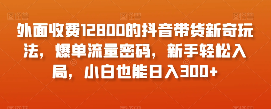 外面收费12800的抖音带货新奇玩法，爆单流量密码，新手轻松入局，小白也能日入300+【揭秘】-云帆项目库