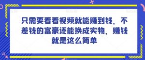 谁做过这么简单的项目?只需要看看视频就能赚到钱,不差钱的富豪还能换成实物,赚钱就是这么简单!【揭秘】-云帆项目库