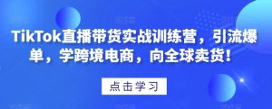 TikTok直播带货实战训练营,引流爆单,学跨境电商,向全球卖货!-云帆项目库