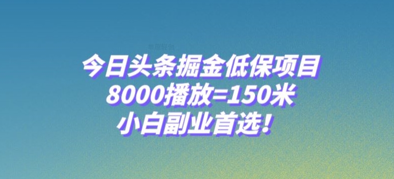 今日头条掘金低保项目，8000播放=150米，小白副业首选【揭秘】-云帆项目库