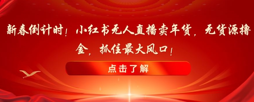 新春倒计时！小红书无人直播卖年货，无货源撸金，抓住最大风口【揭秘】-云帆项目库