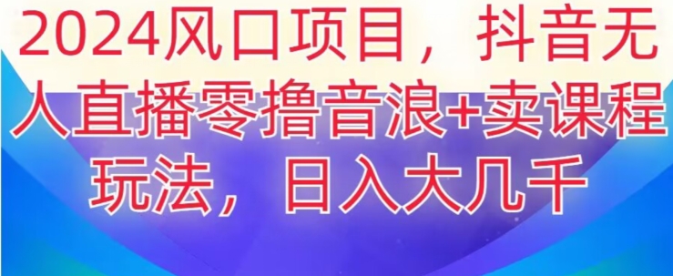 2024风口项目，抖音无人主播撸音浪+卖课程玩法，日入大几千【揭秘】-云帆项目库