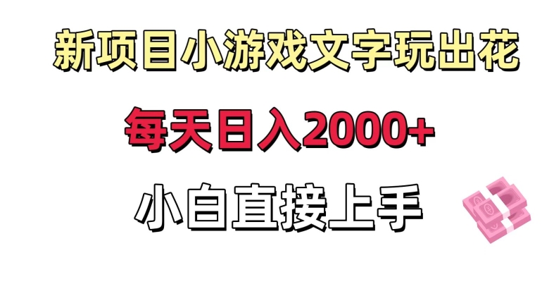 新项目小游戏文字玩出花日入2000+，每天只需一小时，小白直接上手【揭秘】-云帆项目库