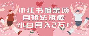 小红书相亲项目玩法拆解,有人通过这个副业项目做到了月收入2万多【揭秘】-云帆项目库