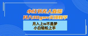 小红书无人直播月入30gmv实操教学,月入上w不是梦,小白轻松上手【揭秘】-云帆项目库