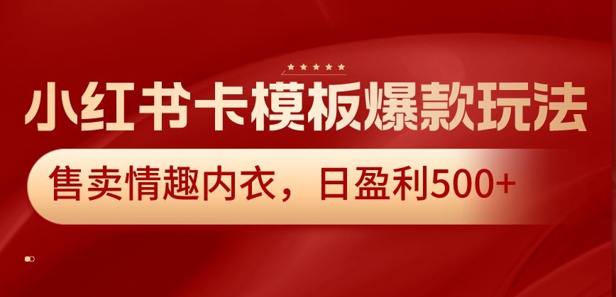 小红书卡模板爆款玩法，售卖情趣内衣，日盈利500+【揭秘】-云帆项目库