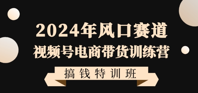 2024年风口赛道视频号电商带货训练营搞钱特训班，带领大家快速入局自媒体电商带货-云帆项目库