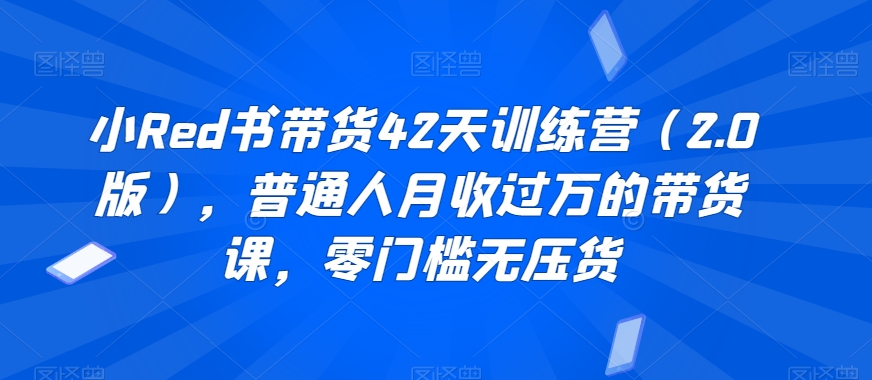 小Red书带货42天训练营（2.0版），普通人月收过万的带货课，零门槛无压货-云帆项目库