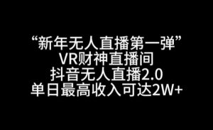 “新年无人直播第一弹“VR财神直播间,抖音无人直播2.0,单日最高收入可达2W+【揭秘】-云帆项目库