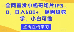 全网首发小杨哥切片IP3.0,日入500+,保姆级教学,小白可做【揭秘】-云帆项目库