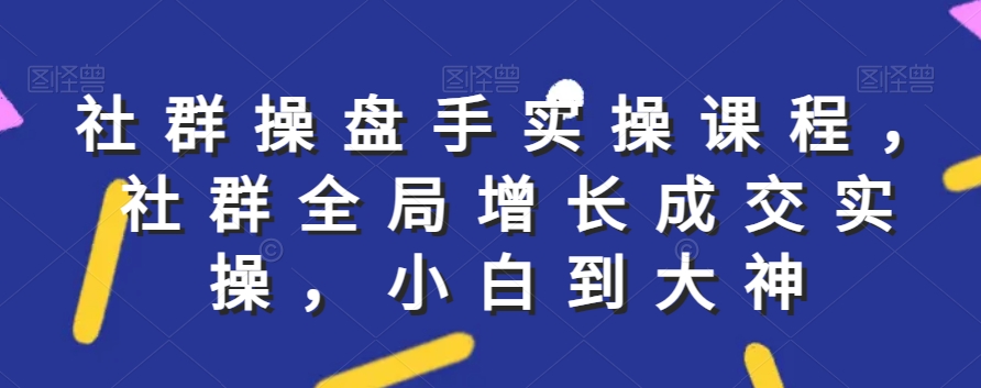 社群实操课程，社群全局增长成交实操，小白到大神-云帆项目库