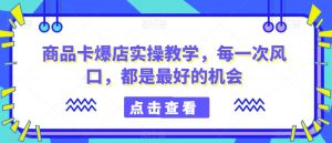 商品卡爆店实操教学,每一次风口,都是最好的机会-云帆项目库