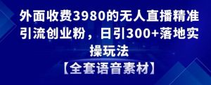 外面收费3980的无人直播精准引流创业粉,日引300+落地实操玩法【全套语音素材】【揭秘】-云帆项目库