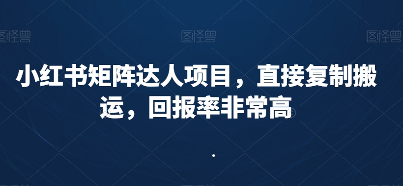 小红书矩阵达人项目，直接复制搬运，回报率非常高-云帆项目库