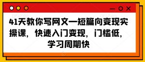 41天教你写网文—短篇向变现实操课,快速入门变现,门槛低,学习周期快-云帆项目库