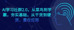 AI学习社群2.0,从菜鸟到学霸,夯实基础,从干货到硬货,重在应用-云帆项目库
