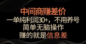 中间商赚差价,一单纯利润30+,简单无脑操作,赚的就是信息差,轻轻松松日入1000+【揭秘】-云帆项目库