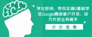 学完即用,带你实操0基础学会Google精准客户开发,成为外贸业务高手-云帆项目库