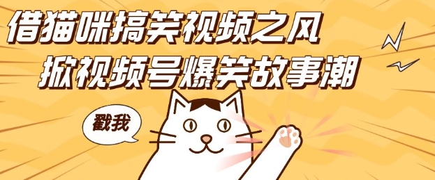借猫咪搞笑视频之风，掀视频号爆笑故事潮，轻松日入四位数，无门槛快速入门!-云帆项目库