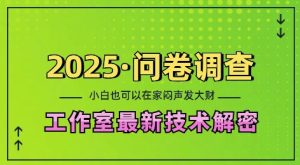 2025问卷调查最新工作室技术解密:一个人在家也可以闷声发大财,小白一天2张,可矩阵放大【揭秘】-云帆项目库